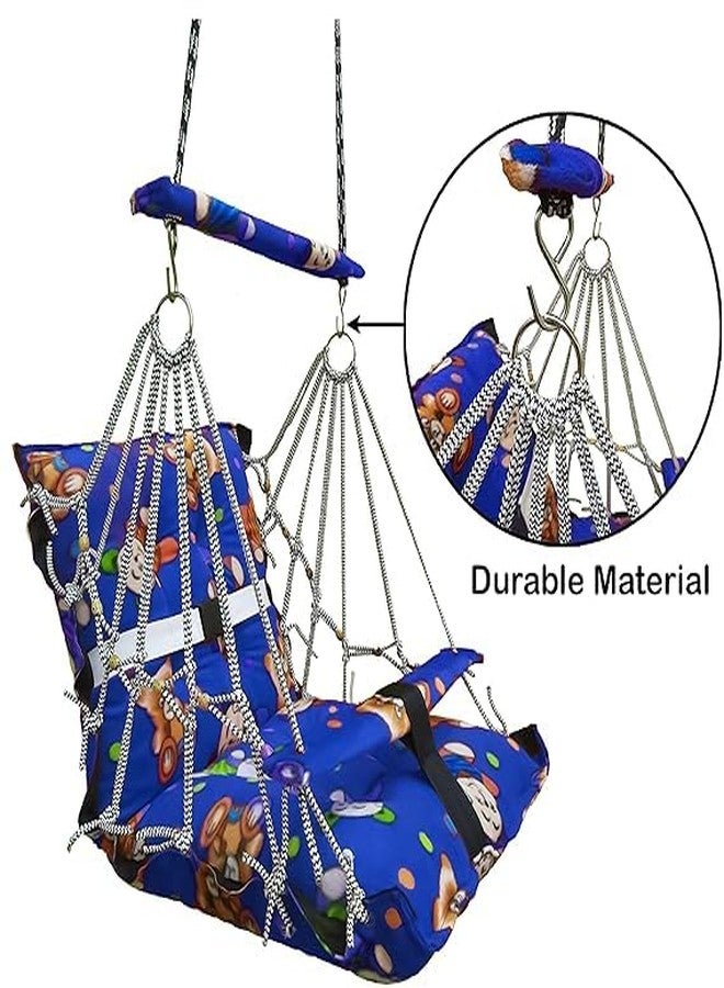 ShopBridge Cotton Velvet Baby Swing Foldable jhula Portable jhoola for Kids 0-3 Years Safety Belt Soft Cover (Multicolor) - Image 4